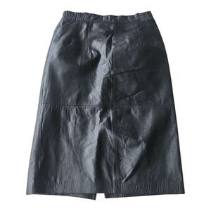 Vintage Diversity Genuine Leather Skirt Black Midi Pencil Fully Lined Size 10
